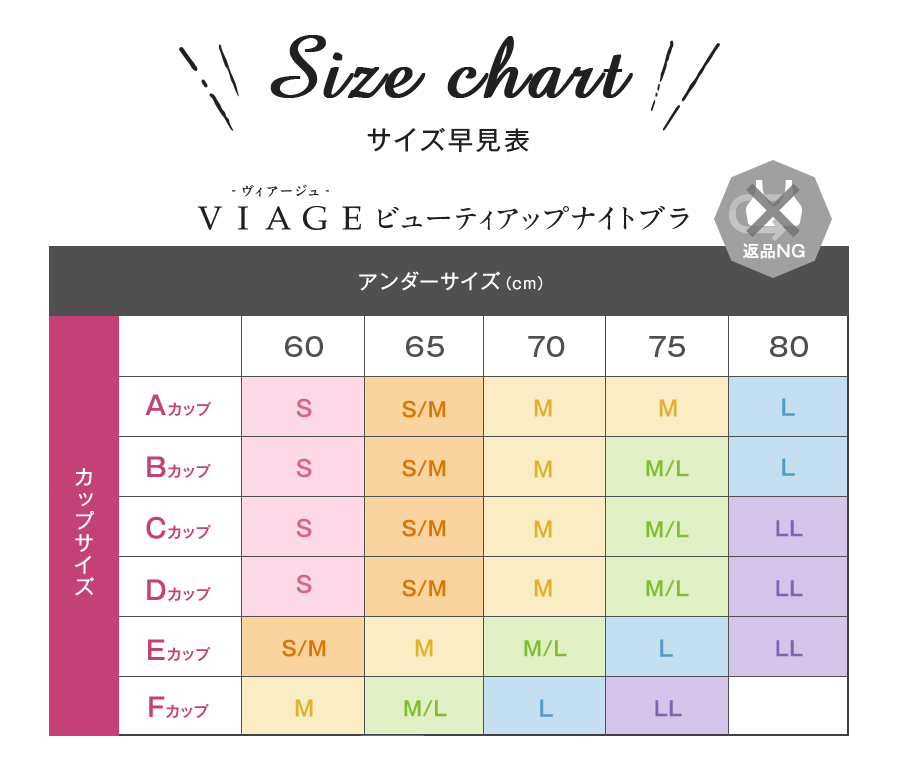 VIAGEのサイズ表
